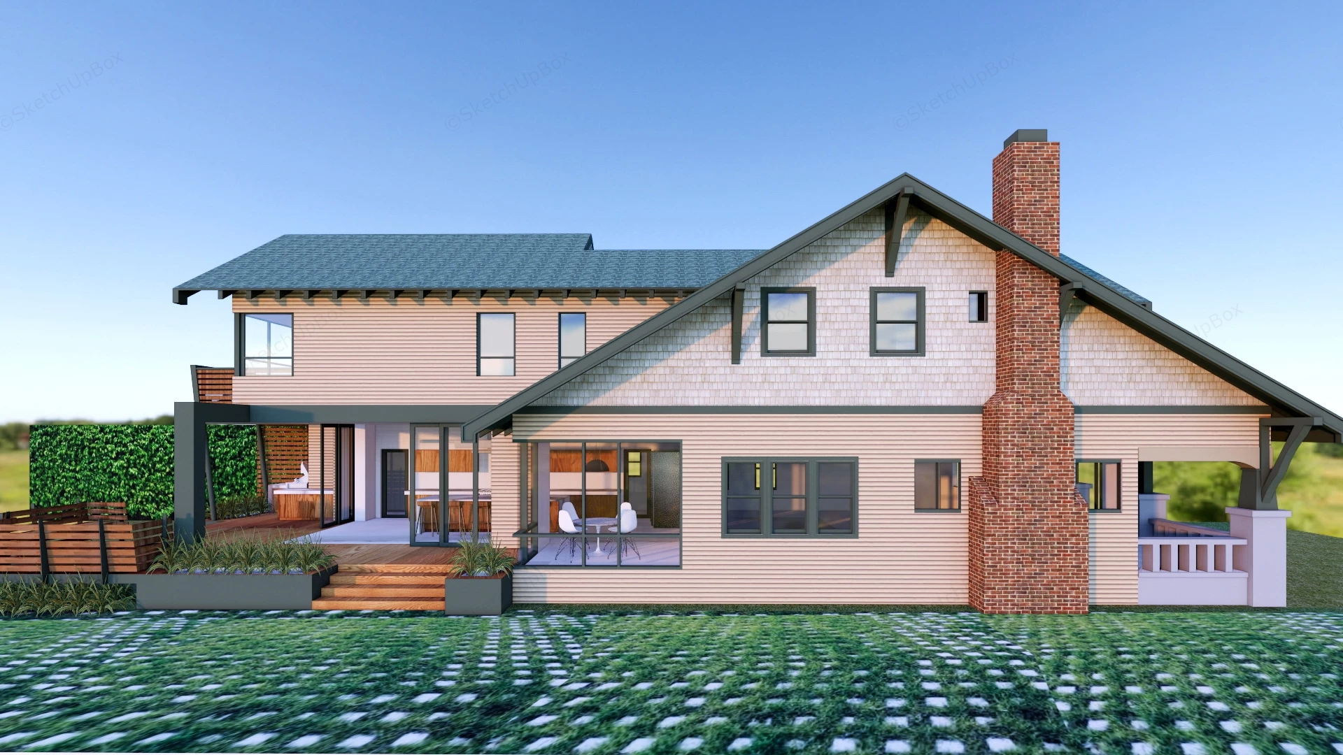 Tropical House Design sketchup model preview - SketchupBox