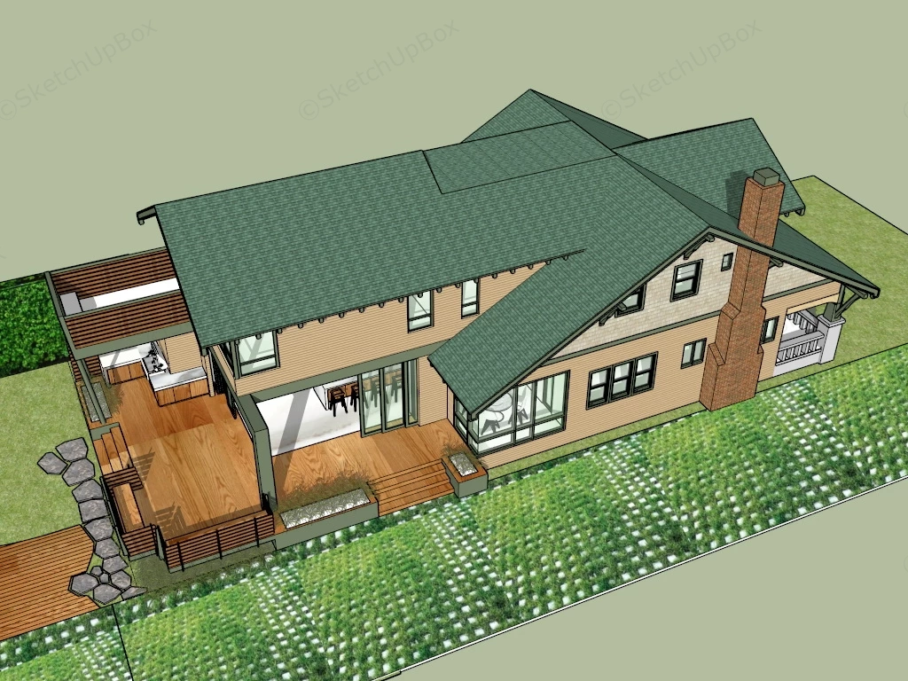 Tropical House Design sketchup model preview - SketchupBox