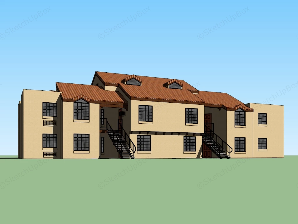 Small Apartment Building sketchup model preview - SketchupBox