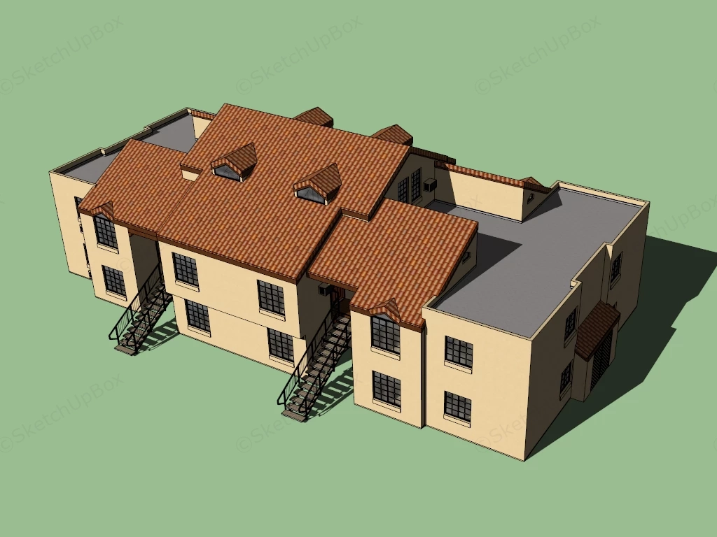 Small Apartment Building sketchup model preview - SketchupBox