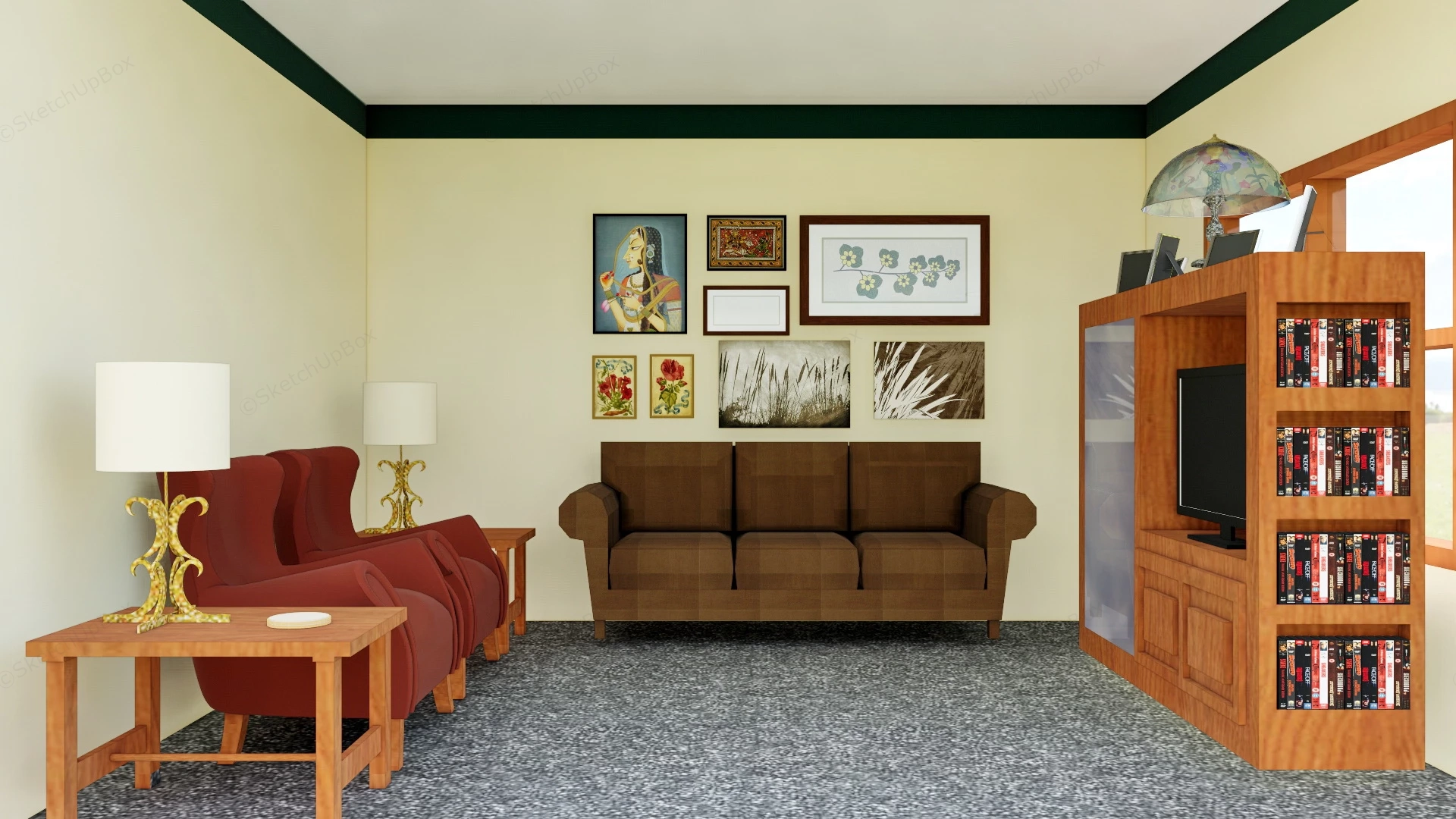 Small Retro Living Room sketchup model preview - SketchupBox