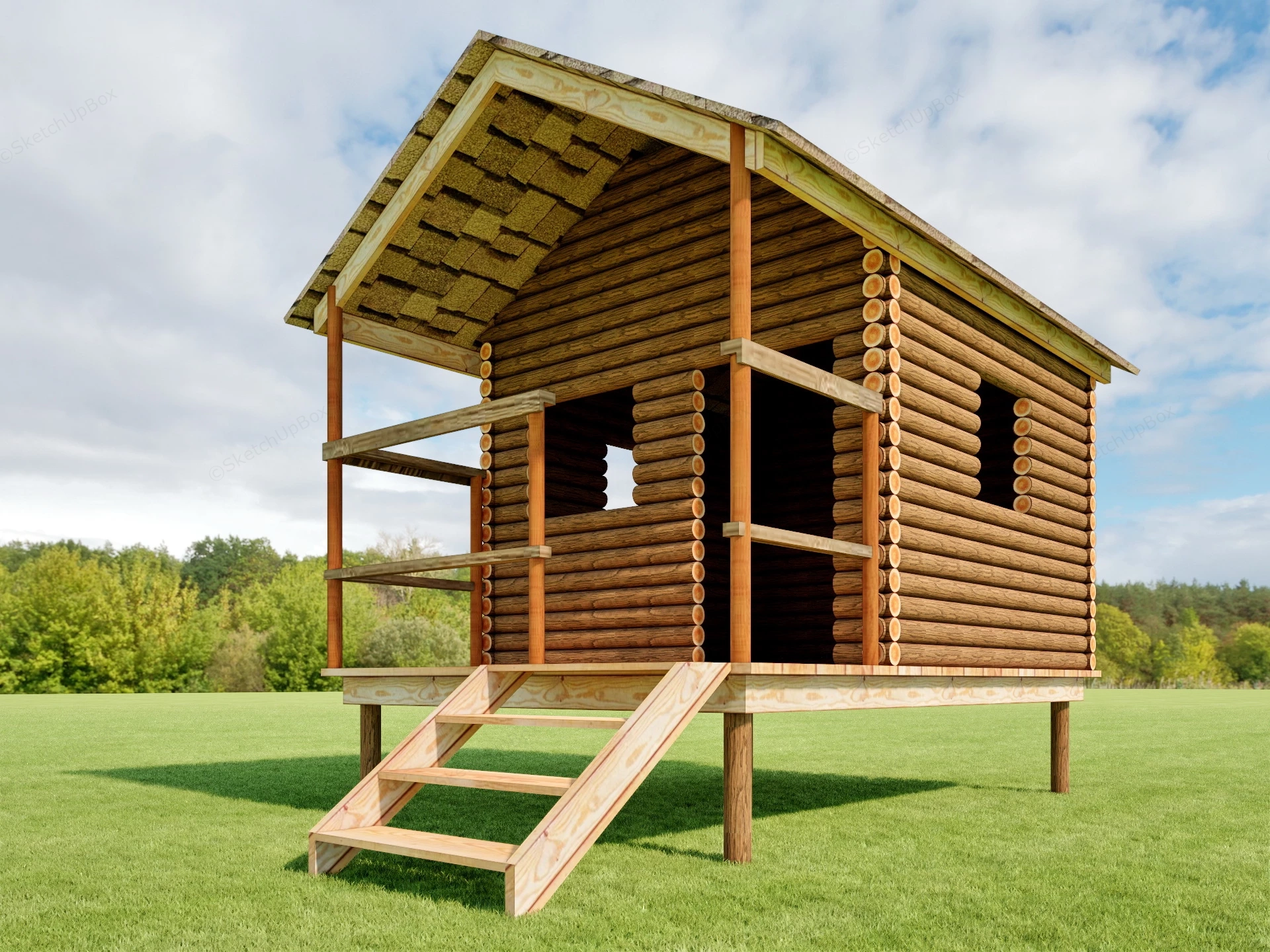 Garden Log Cabin sketchup model preview - SketchupBox