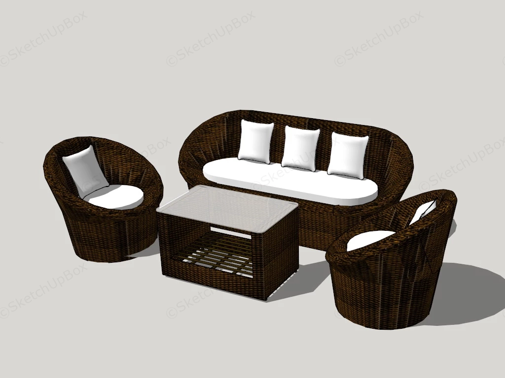 Rattan Patio Furniture Set sketchup model preview - SketchupBox
