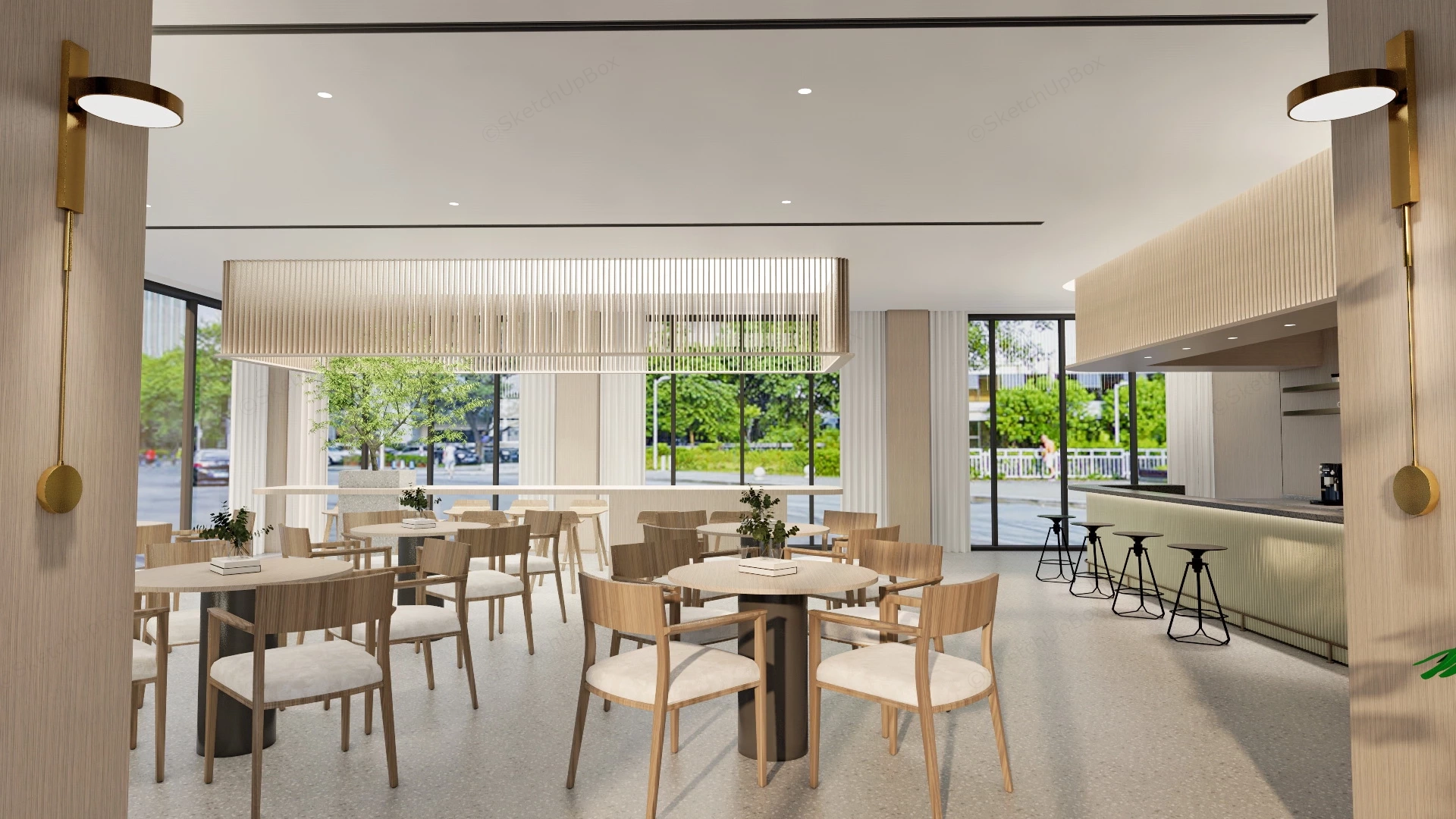 Modern Coffee Shop Interior Design sketchup model preview - SketchupBox