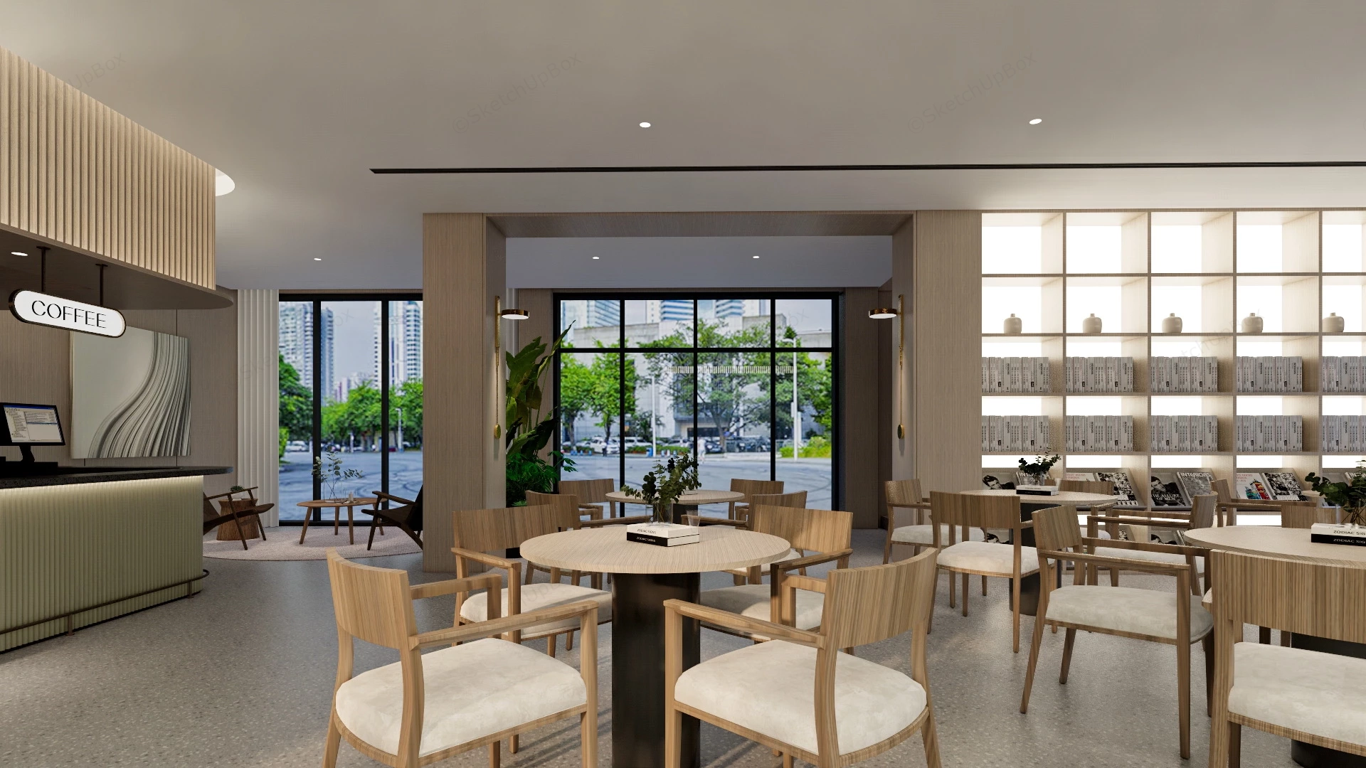 Modern Coffee Shop Interior Design sketchup model preview - SketchupBox