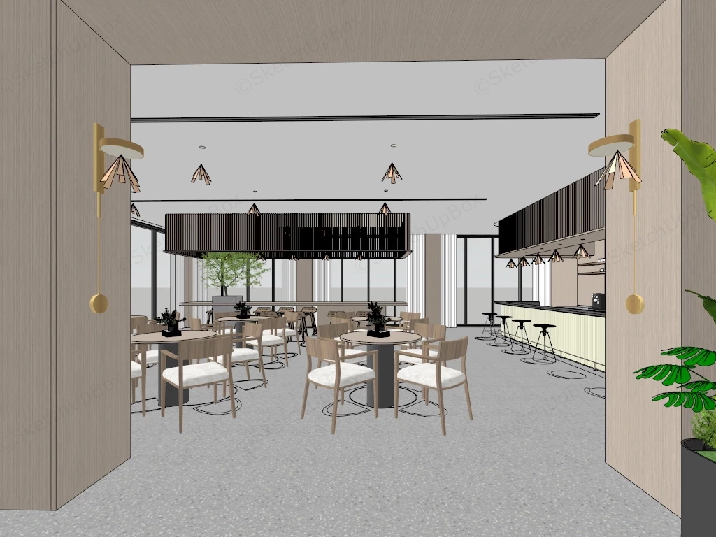 Modern Coffee Shop Interior Design sketchup model preview - SketchupBox