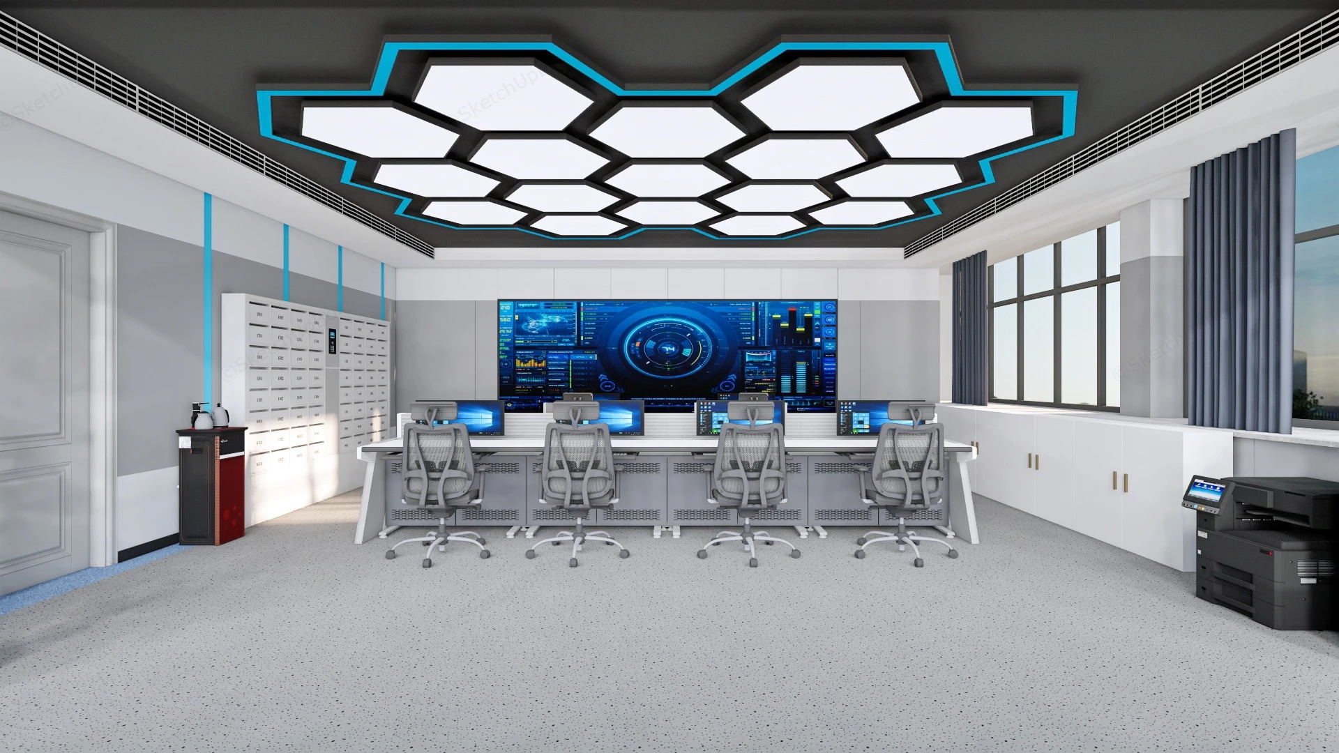 Modern Control Room Design sketchup model preview - SketchupBox