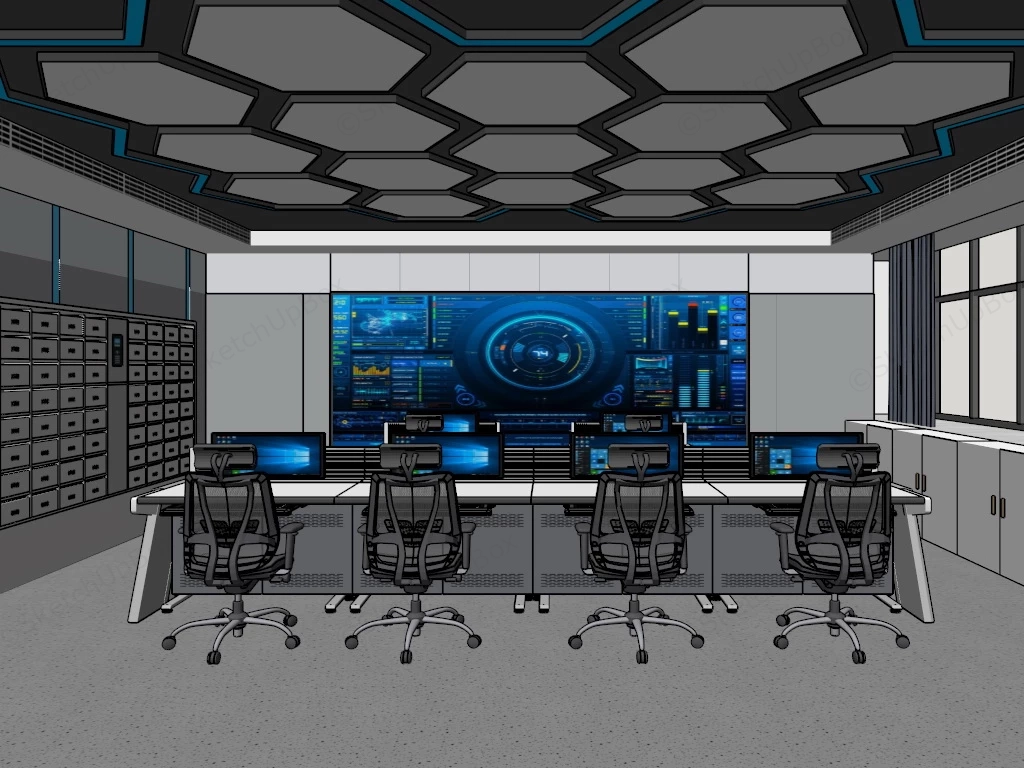 Modern Control Room Design sketchup model preview - SketchupBox