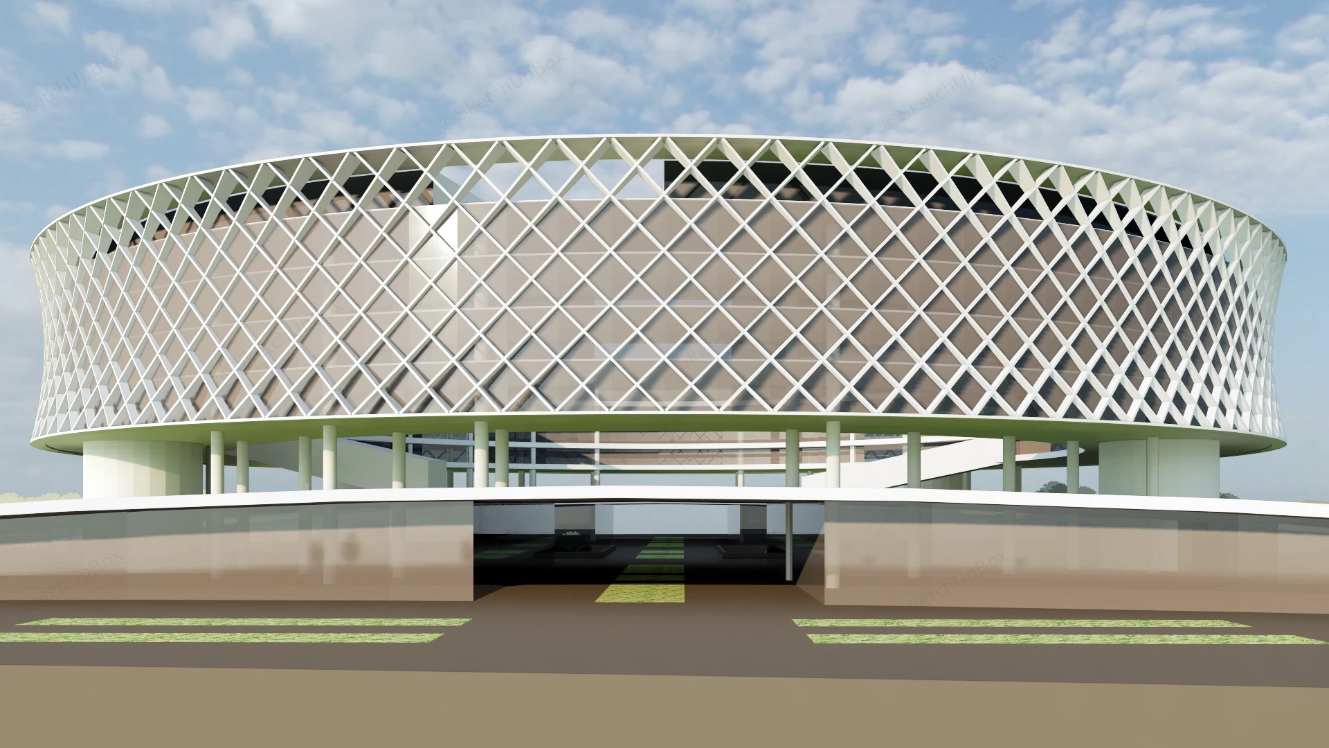 Circular Office Building sketchup model preview - SketchupBox