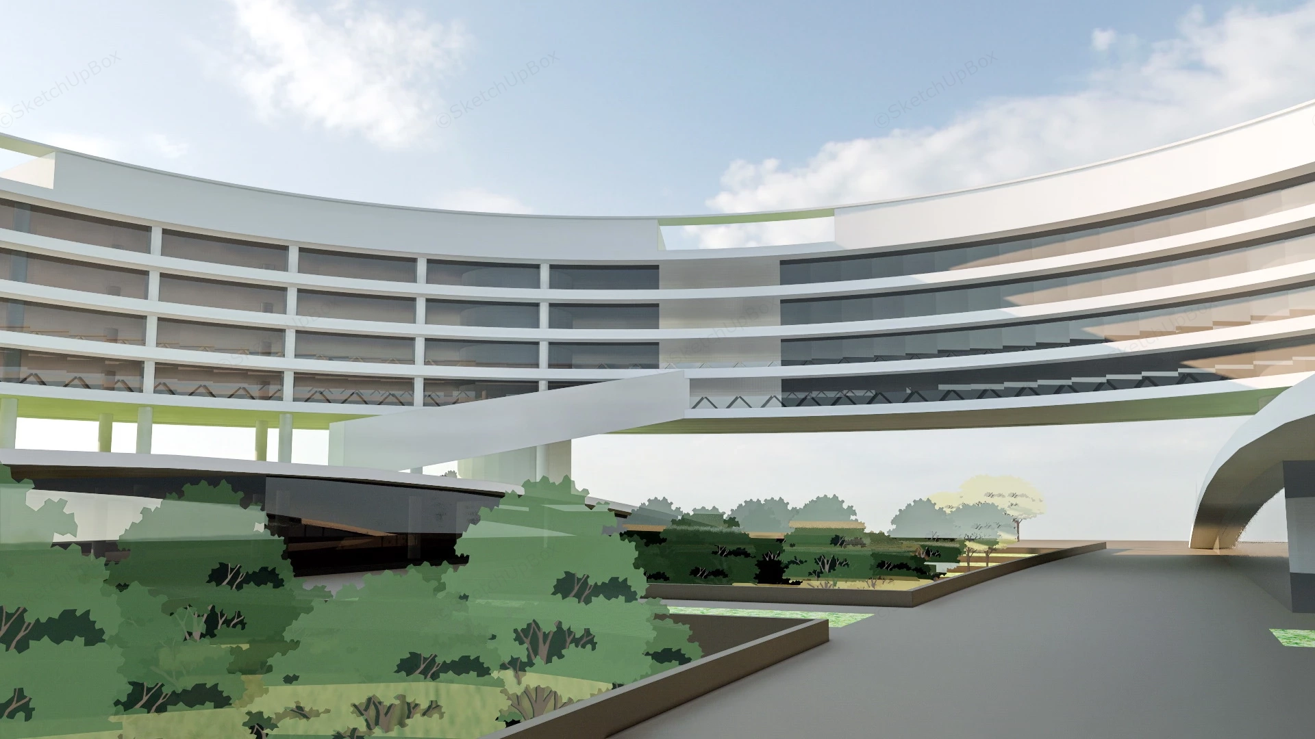 Circular Office Building sketchup model preview - SketchupBox