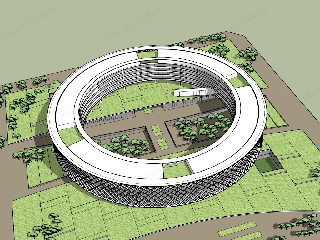Circular Office Building sketchup model preview - SketchupBox