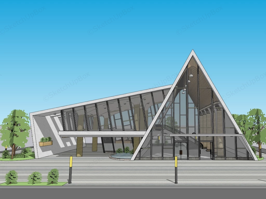 Triangle Shaped Office Building sketchup model preview - SketchupBox