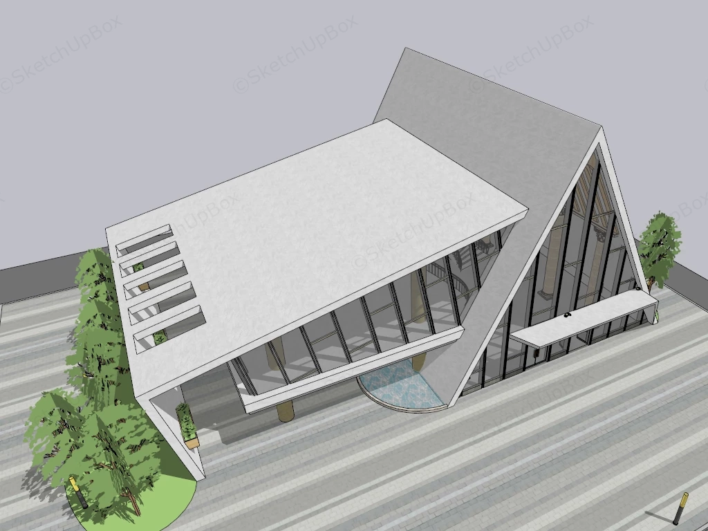Triangle Shaped Office Building sketchup model preview - SketchupBox