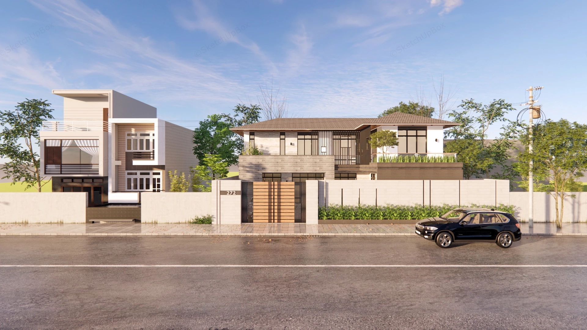 Suburban Homes sketchup model preview - SketchupBox