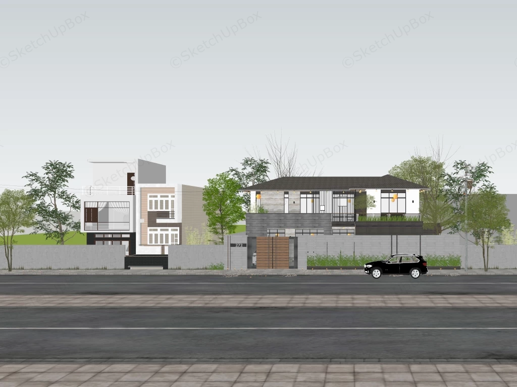 Suburban Homes sketchup model preview - SketchupBox