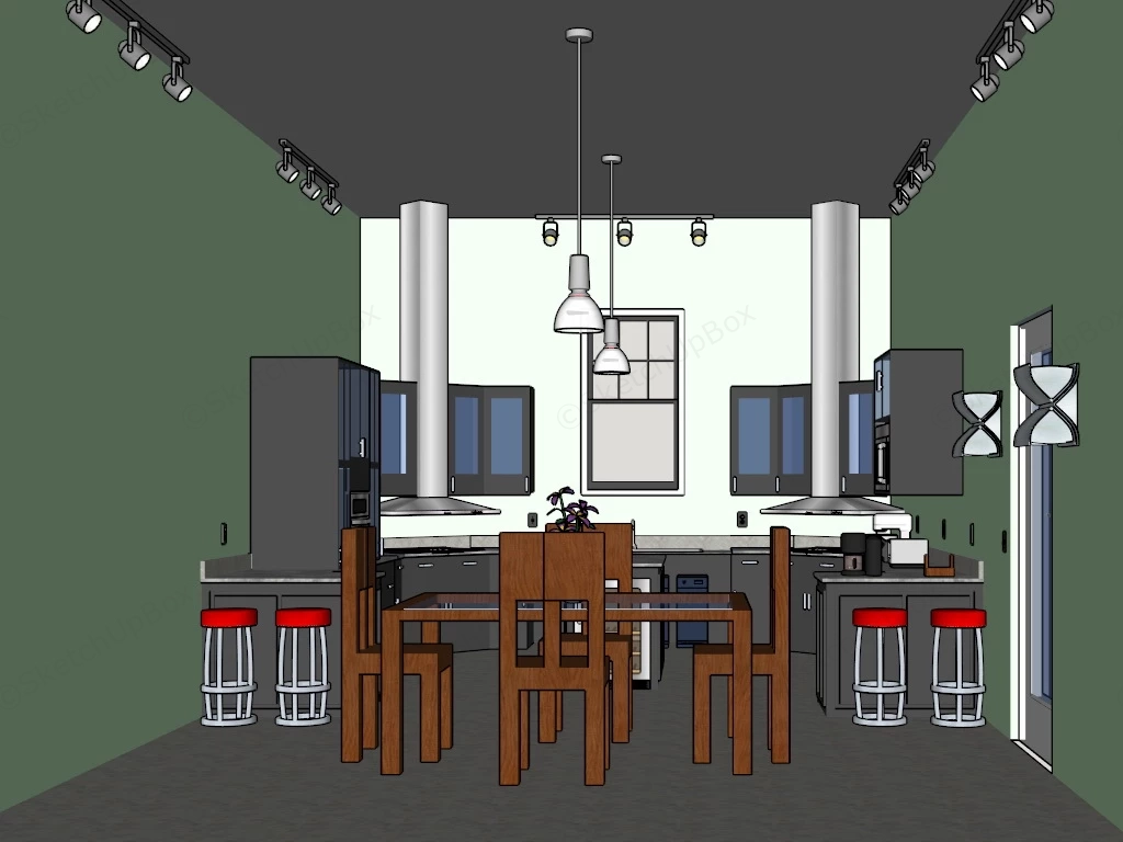 Green And Black Kitchen sketchup model preview - SketchupBox