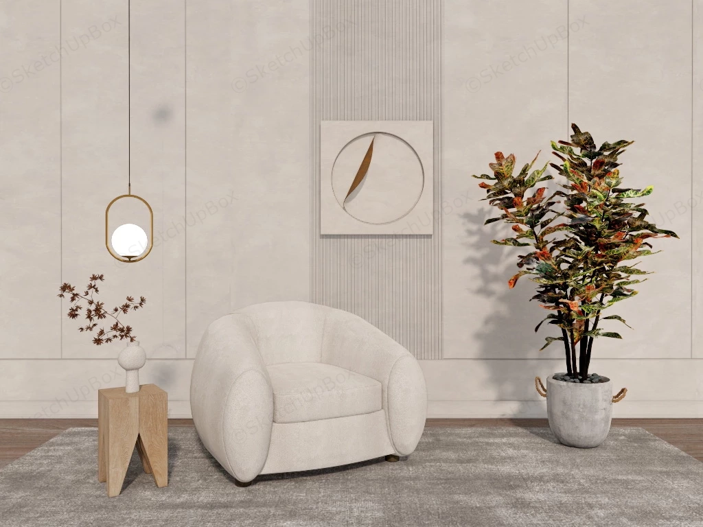 Comfortable Armchair And Side Table Set sketchup model preview - SketchupBox