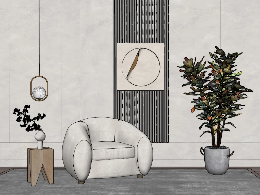 Comfortable Armchair And Side Table Set sketchup model preview - SketchupBox