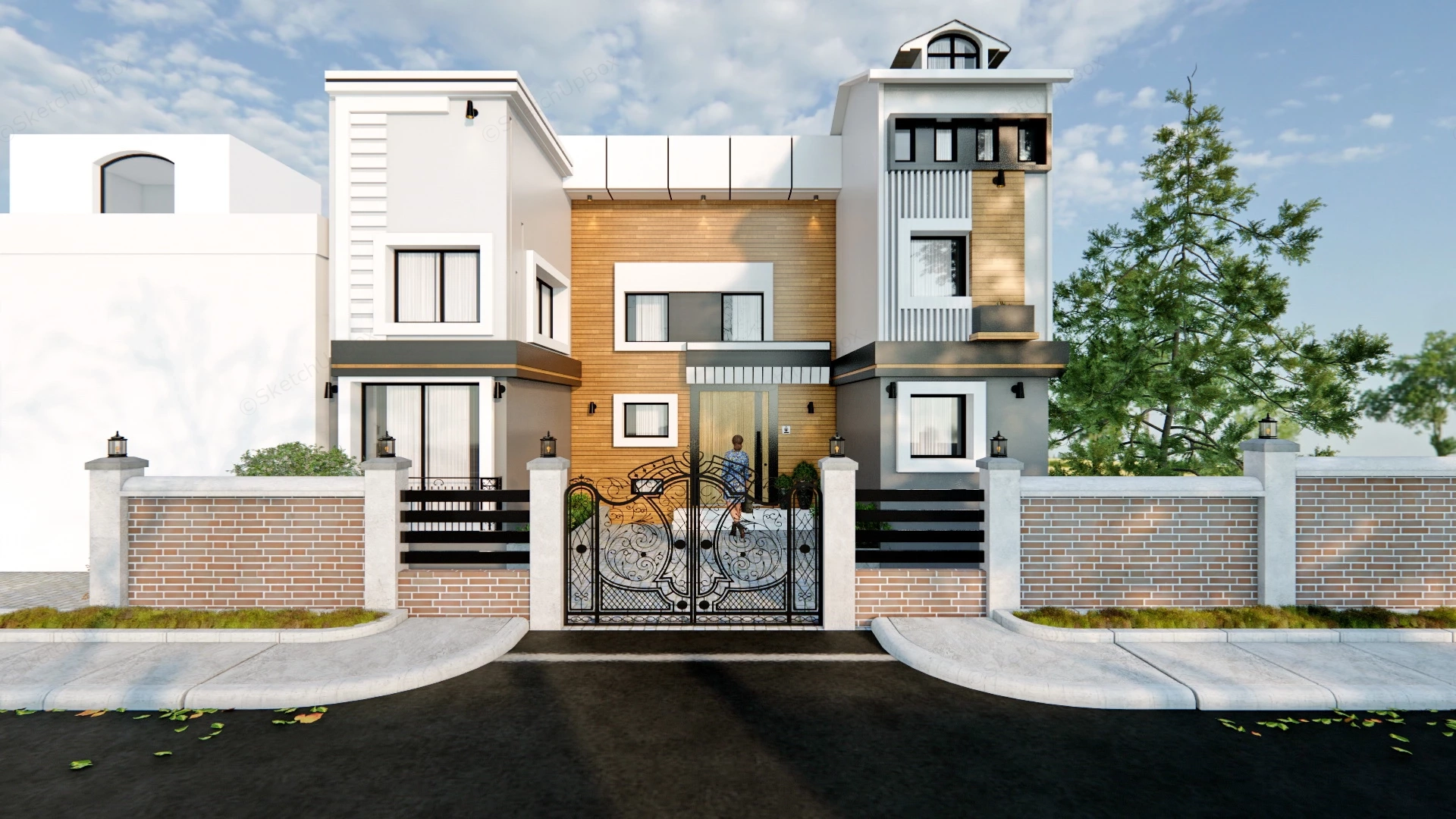 Asian Urban House sketchup model preview - SketchupBox