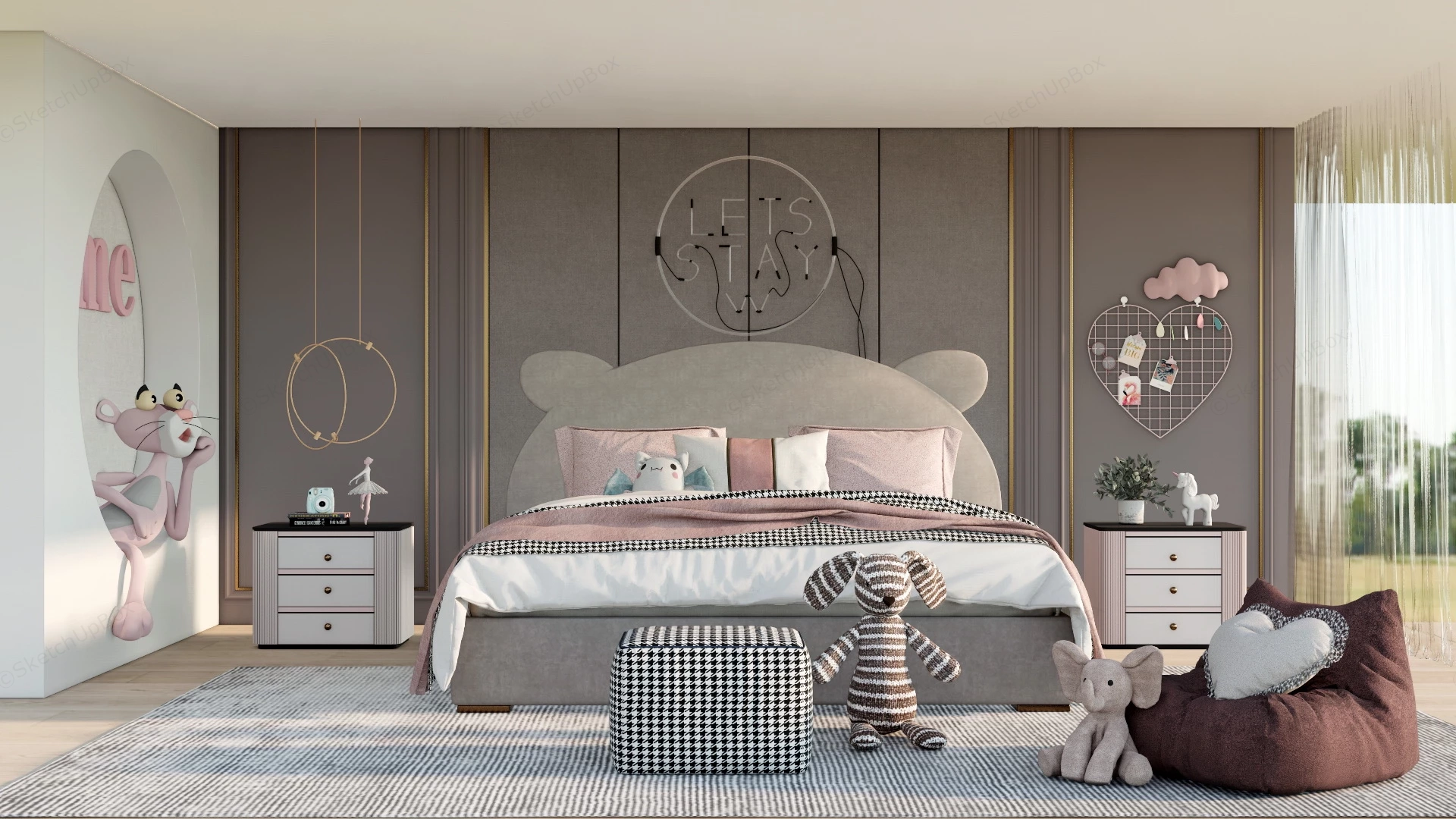 Aesthetic Girl Room Decor sketchup model preview - SketchupBox