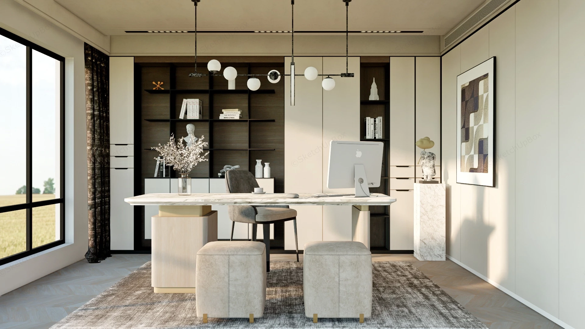 Modern Luxury Home Office sketchup model preview - SketchupBox