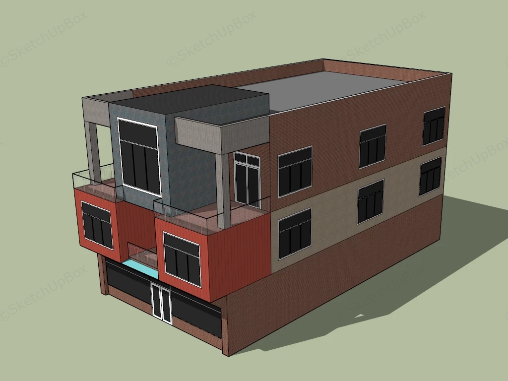 Small Cube Apartment Building sketchup model preview - SketchupBox