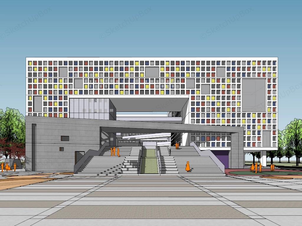 Modern Public Library Architecture sketchup model preview - SketchupBox