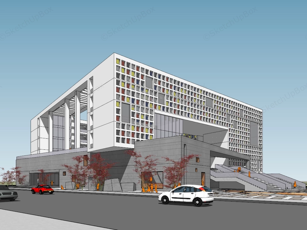 Modern Public Library Architecture sketchup model preview - SketchupBox