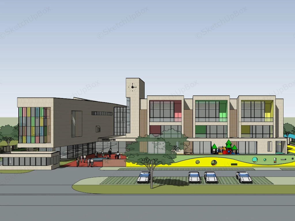 Kindergarten Architecture Concept sketchup model preview - SketchupBox
