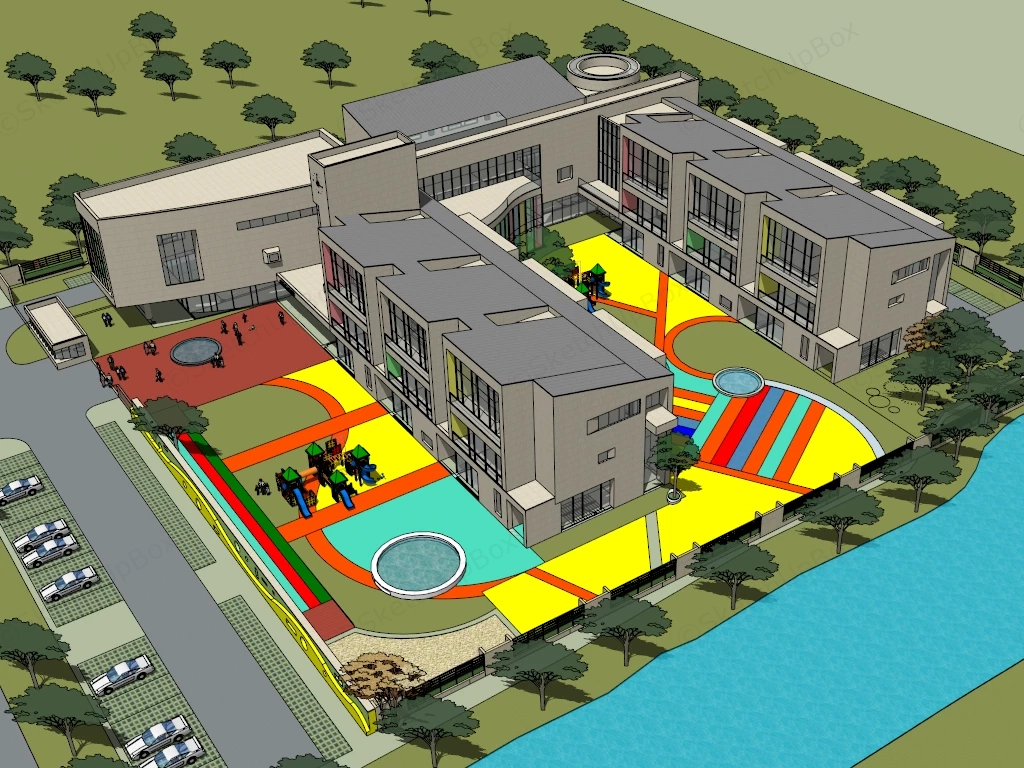 Kindergarten Architecture Concept sketchup model preview - SketchupBox