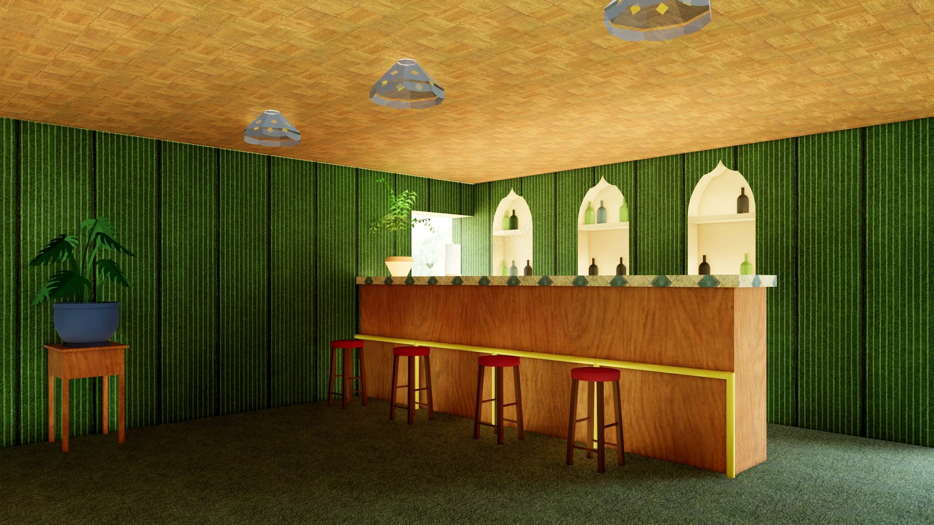 Retro Home Bar sketchup model preview - SketchupBox