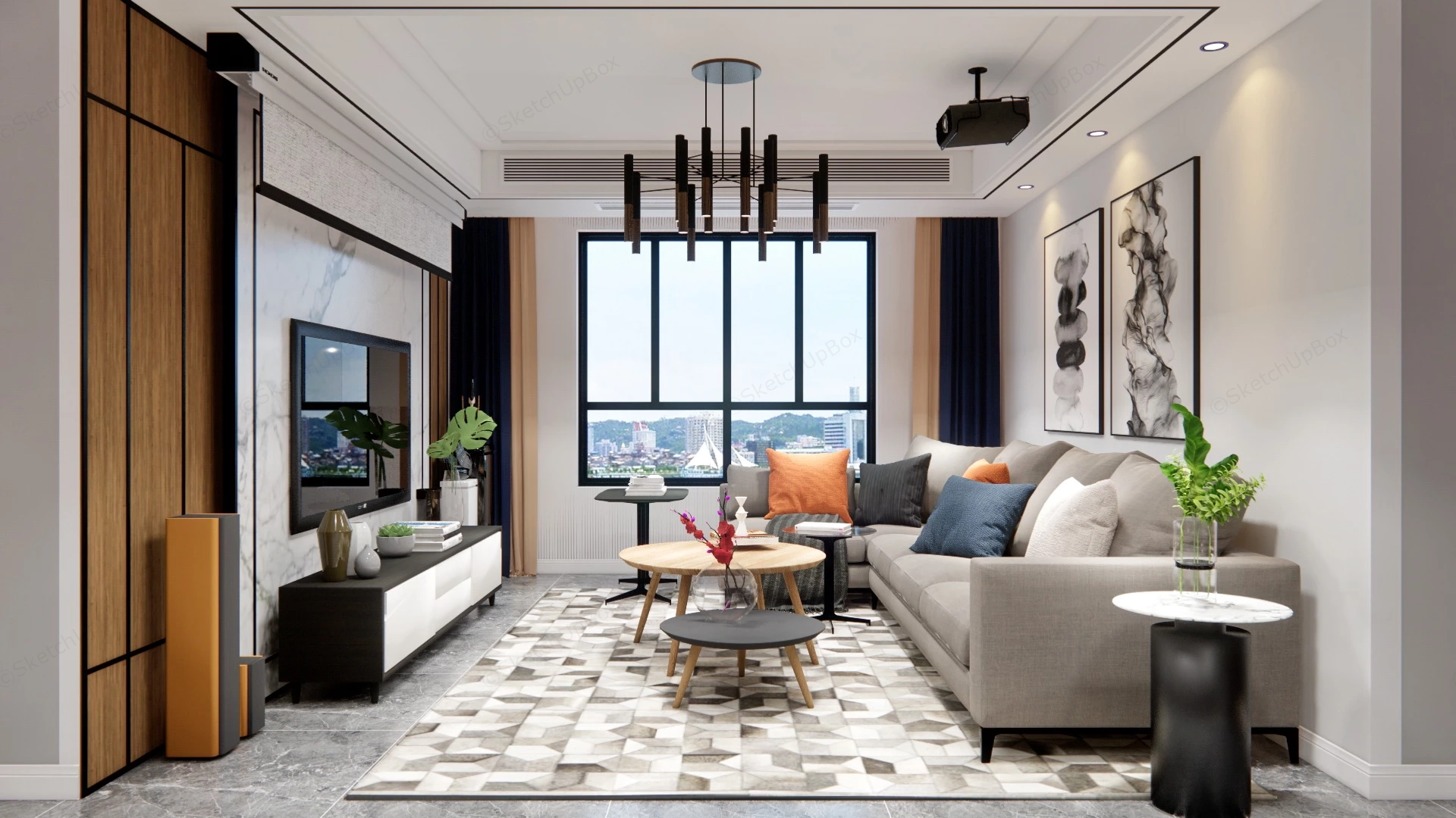 Compact Living Room Design sketchup model preview - SketchupBox