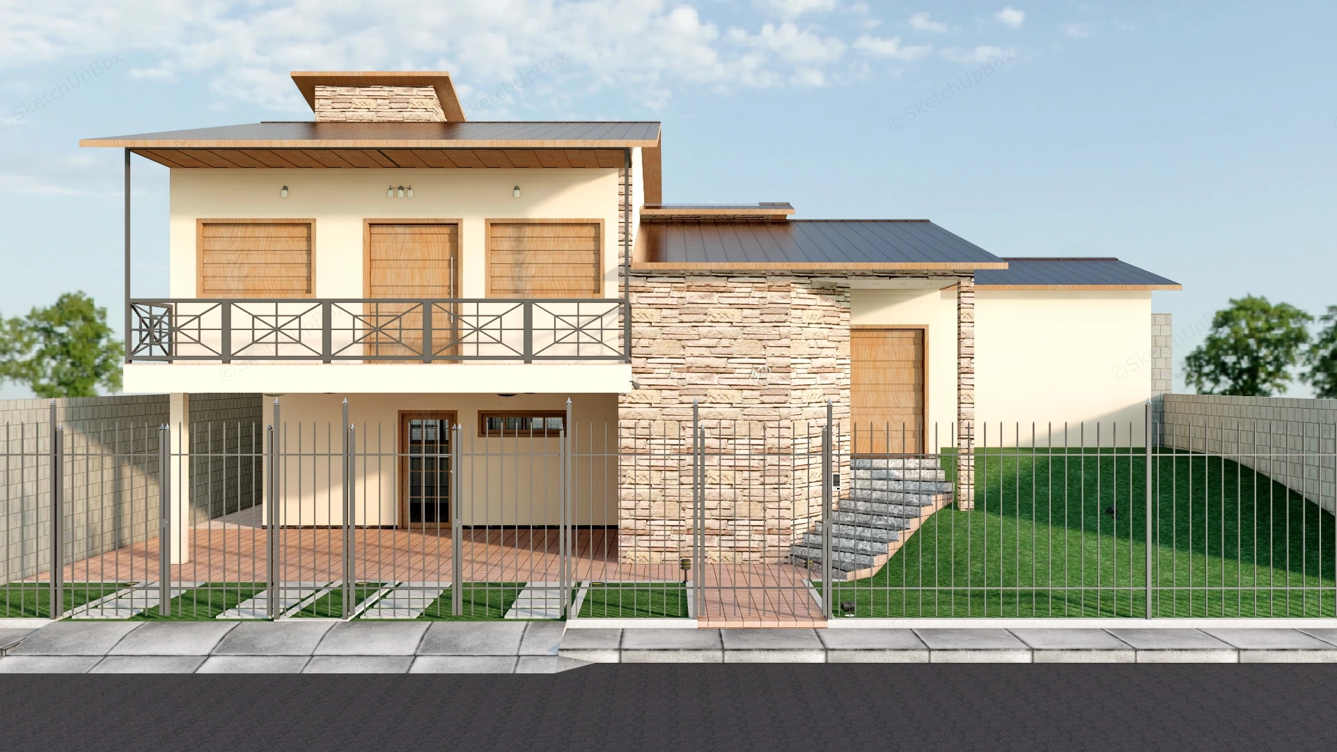 Rural Area House sketchup model preview - SketchupBox