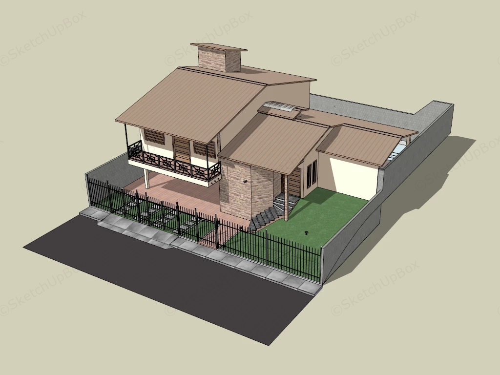 Rural Area House sketchup model preview - SketchupBox