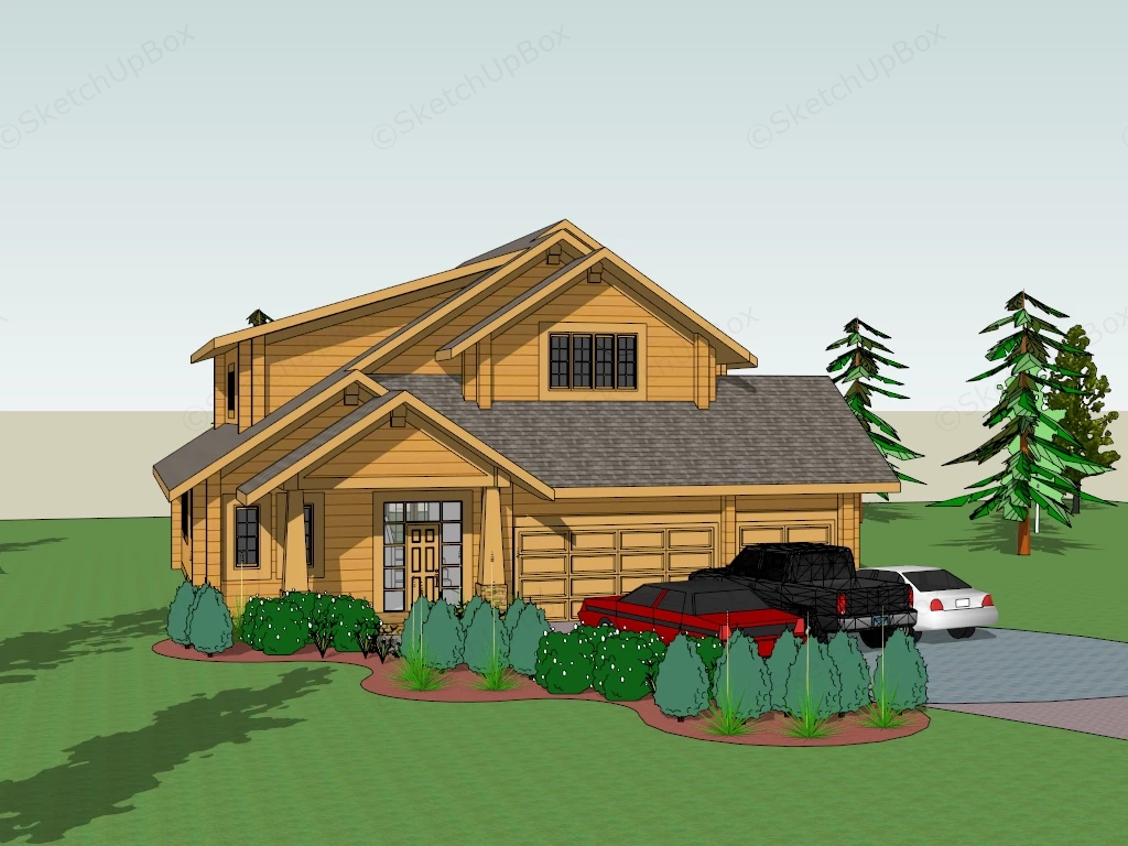 Rural Country Home sketchup model preview - SketchupBox