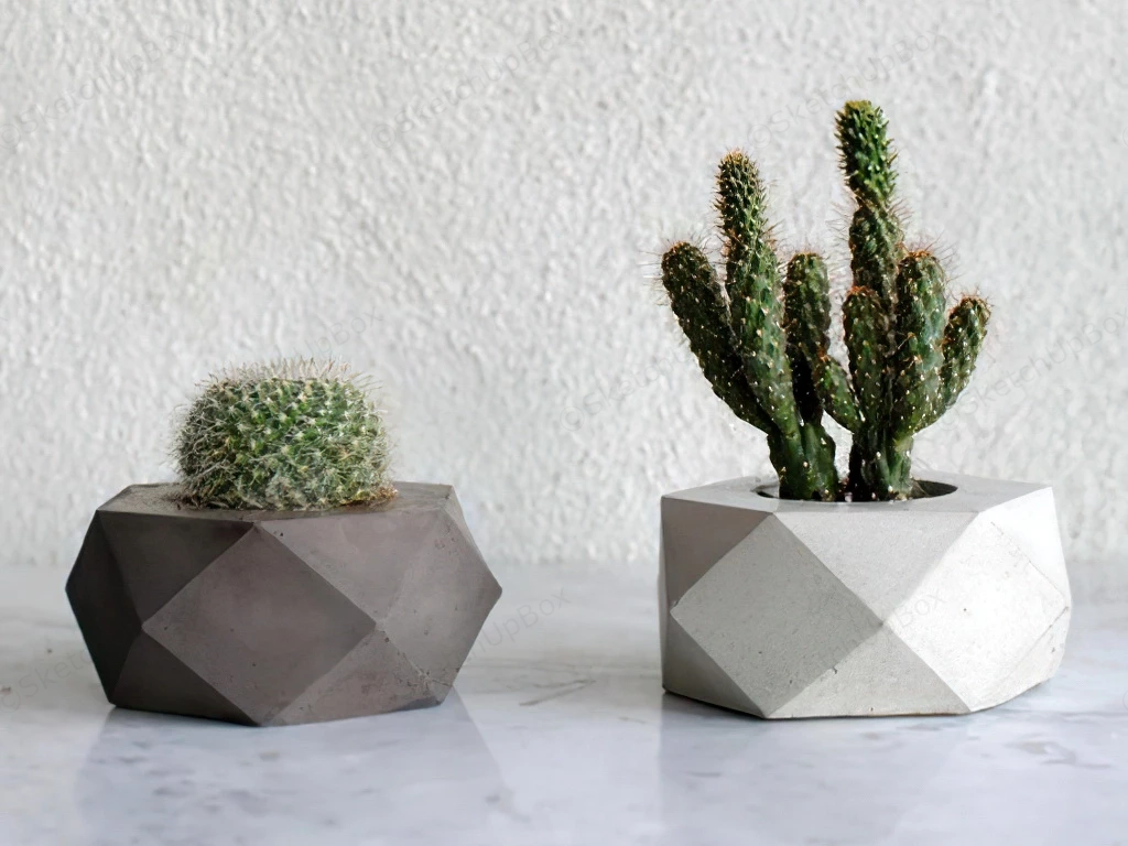 Potted Mini Cactus sketchup model preview - SketchupBox