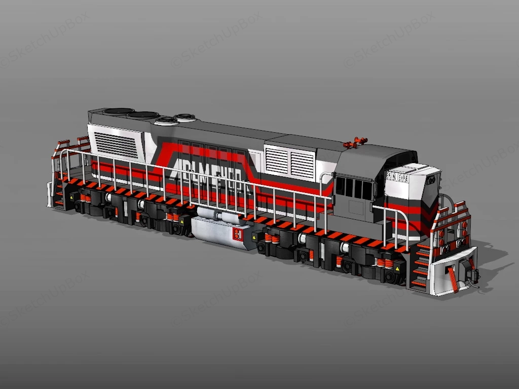 Freight Train Locomotive sketchup model preview - SketchupBox