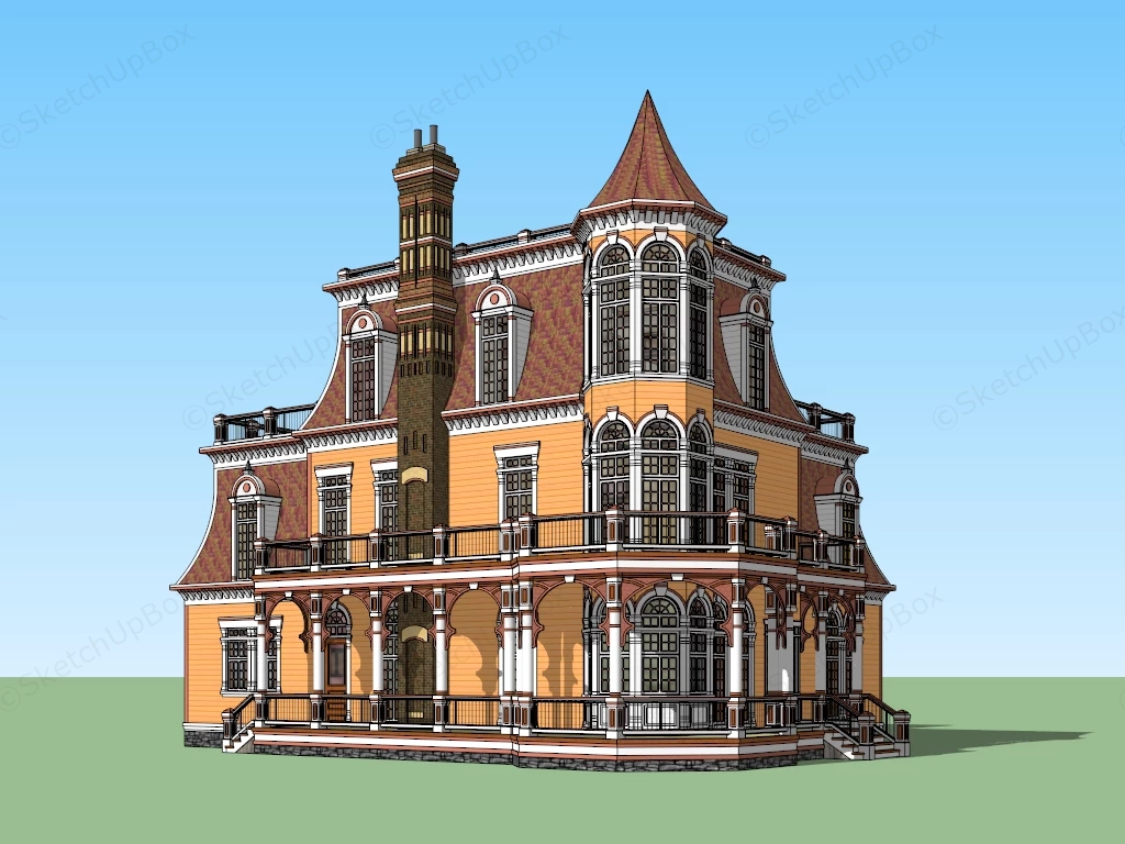 Victorian Mansion sketchup model preview - SketchupBox