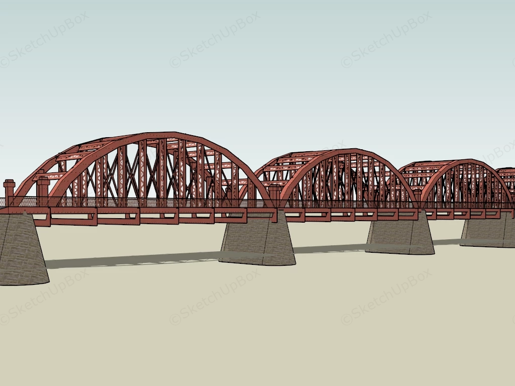 Steel Truss Arch Bridge sketchup model preview - SketchupBox