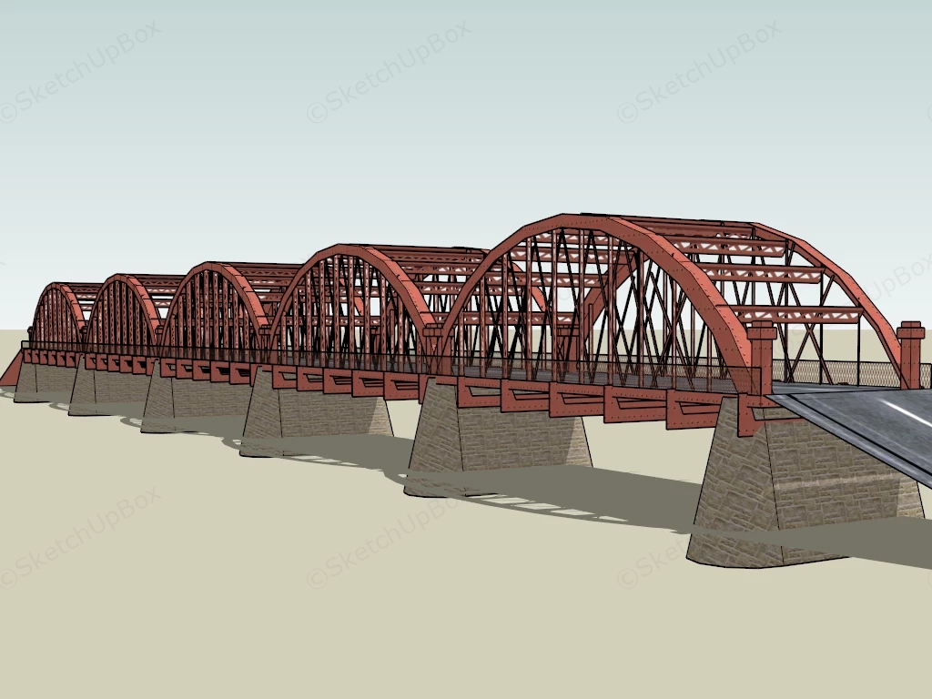 Steel Truss Arch Bridge sketchup model preview - SketchupBox