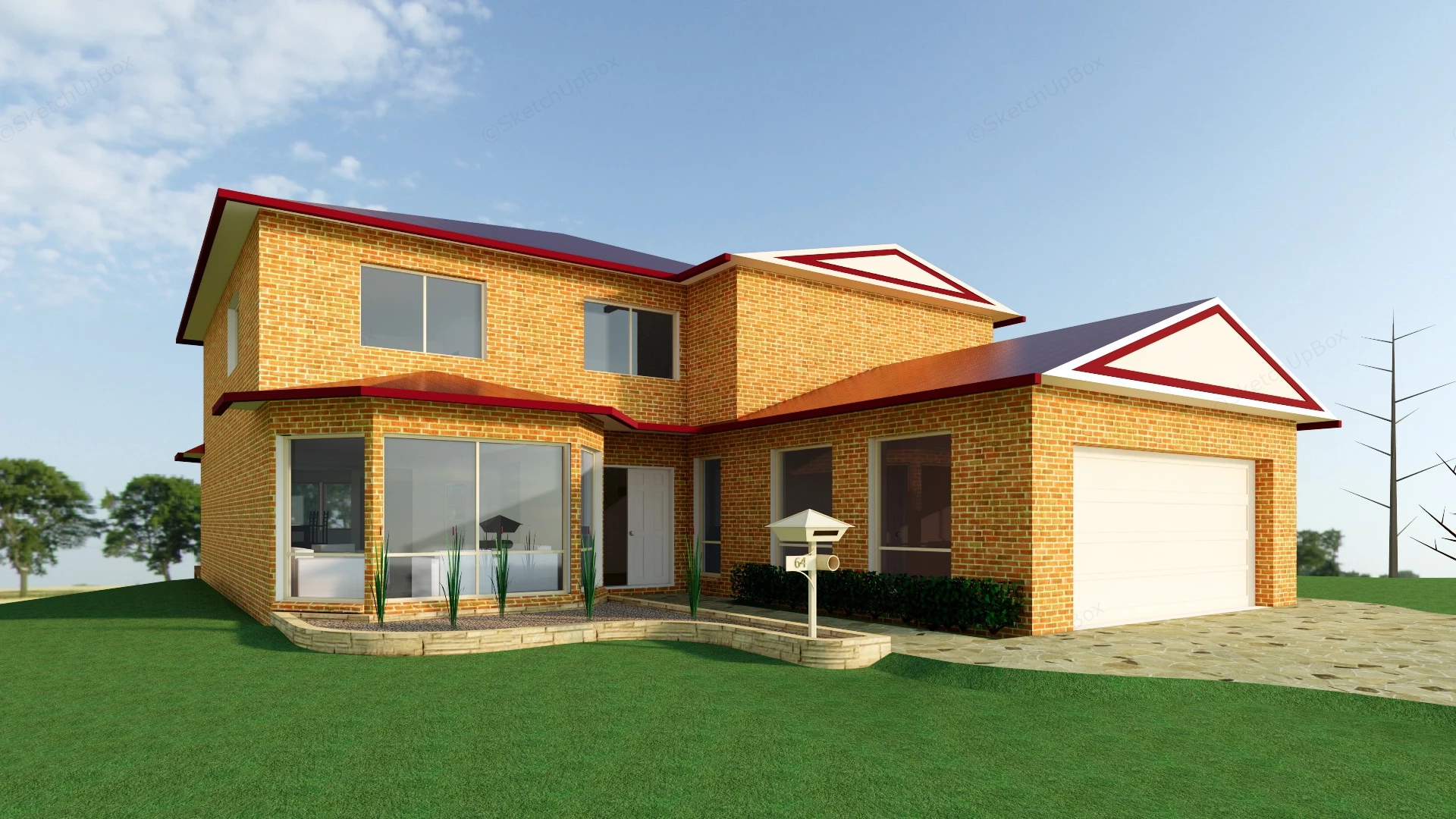 Brick Country Home sketchup model preview - SketchupBox