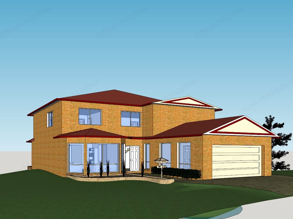 Brick Country Home sketchup model preview - SketchupBox