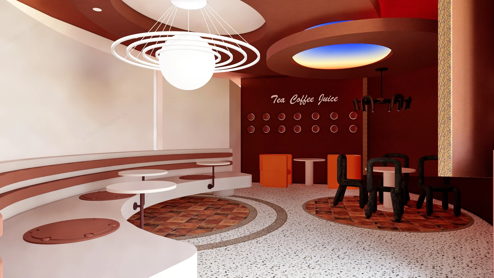 Small Round Coffee Shop sketchup model preview - SketchupBox