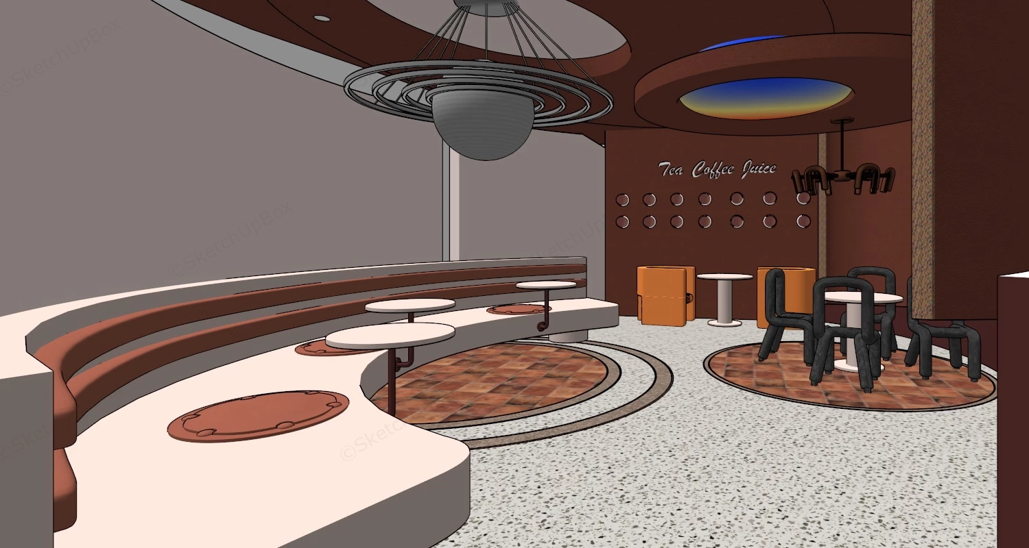 Small Round Coffee Shop sketchup model preview - SketchupBox