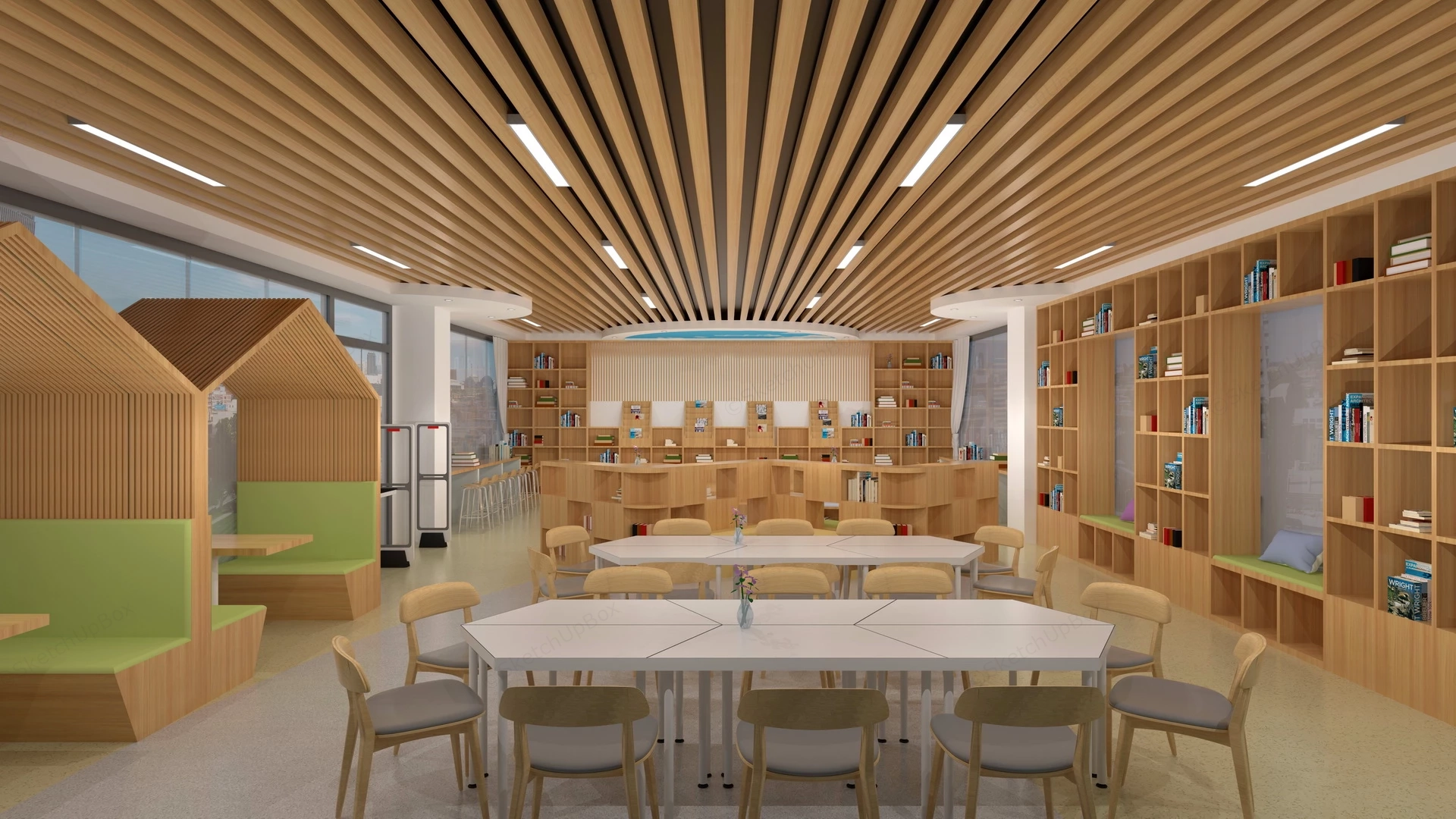 Small Public Library Design sketchup model preview - SketchupBox