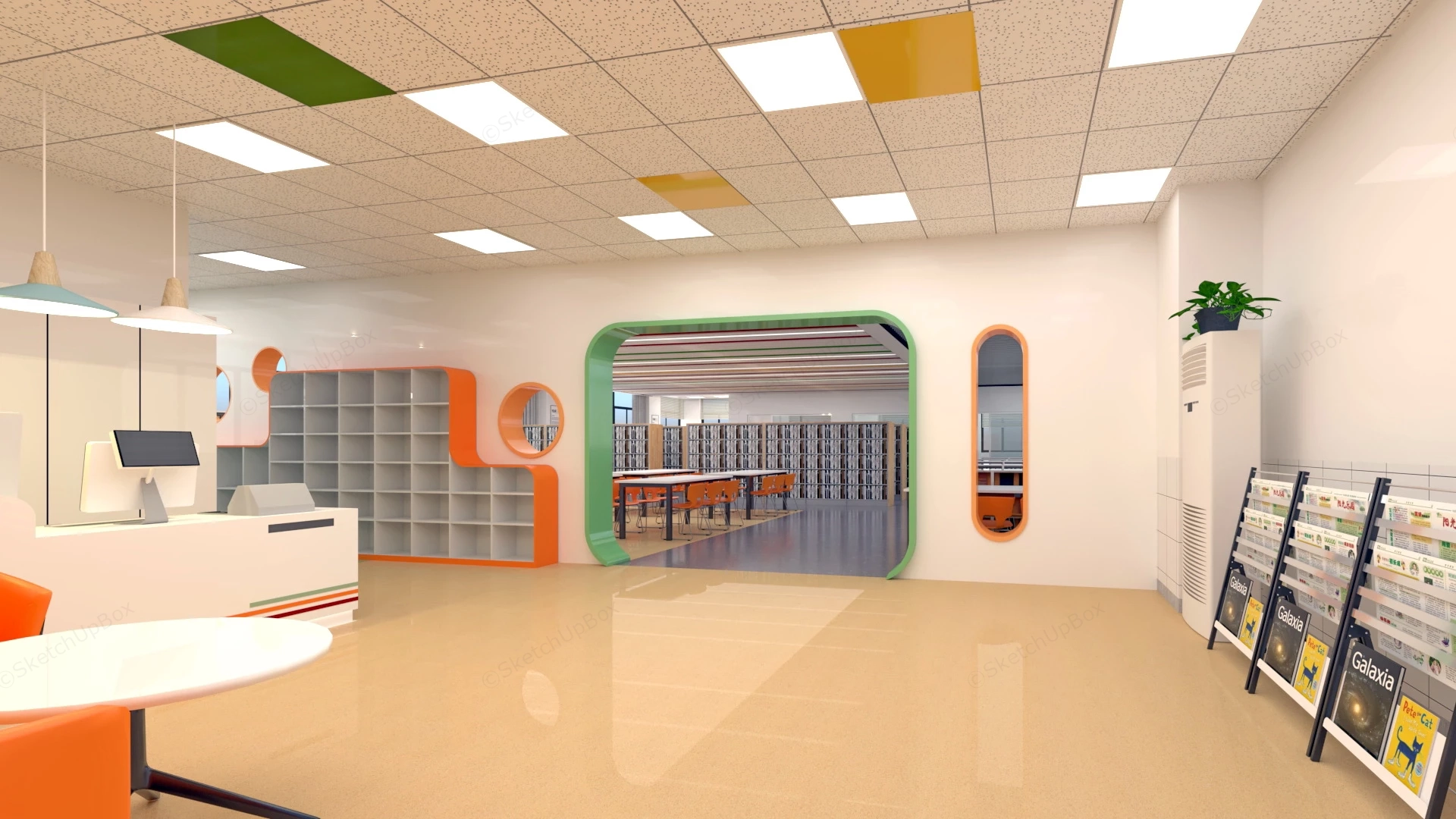 School Library Reading Room sketchup model preview - SketchupBox