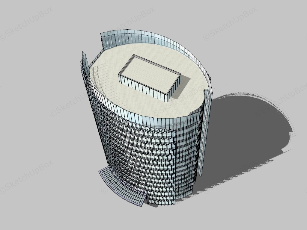 Elliptic Cylinder Office Building sketchup model preview - SketchupBox
