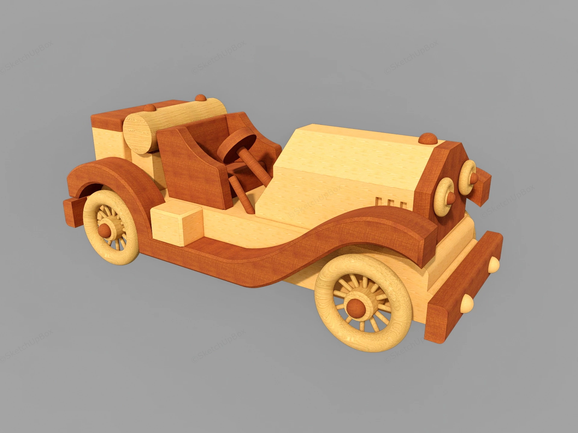 Wood Toy Car sketchup model preview - SketchupBox
