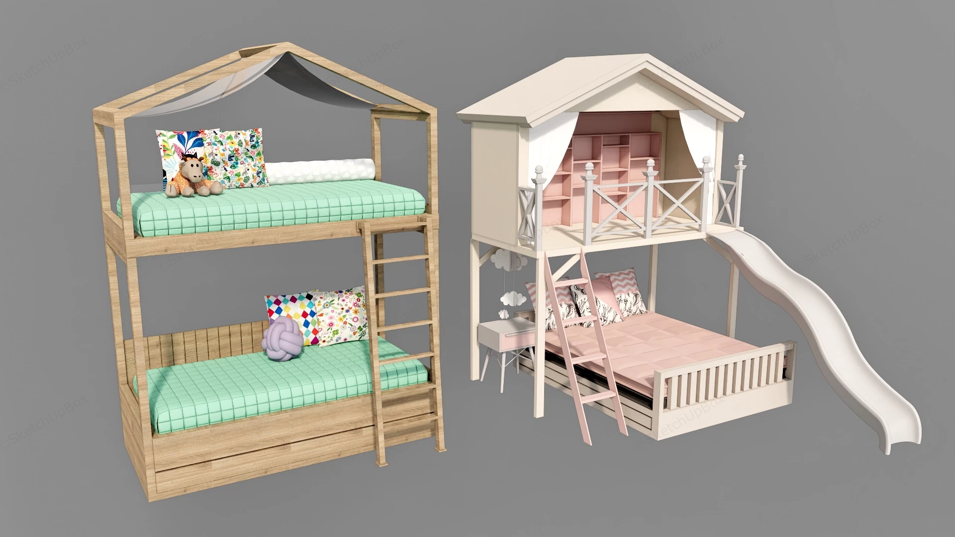 Bunk Beds For Kids sketchup model preview - SketchupBox