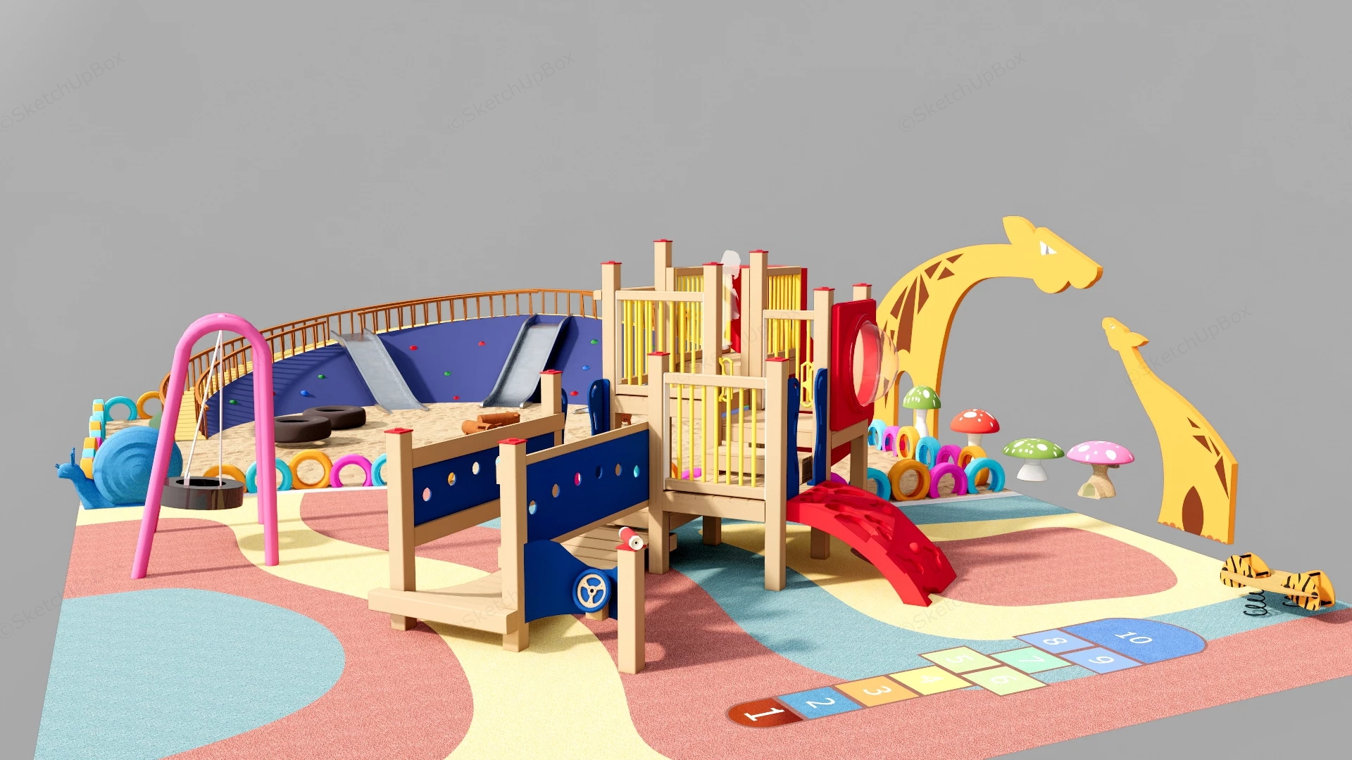 Sandpit Playground Design sketchup model preview - SketchupBox